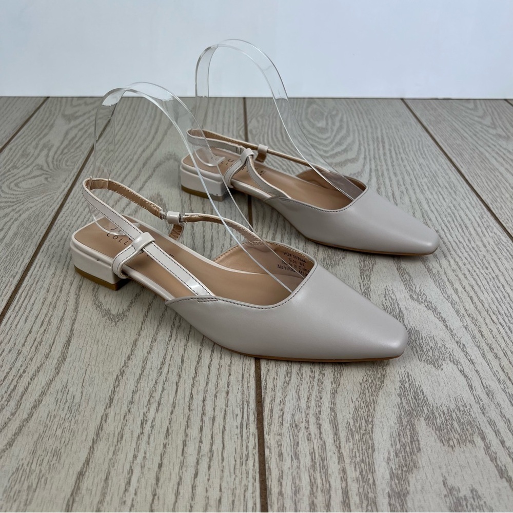 Journee Collection Paislee Women's Square Toe Slingback Flats 6.5 Beige $85